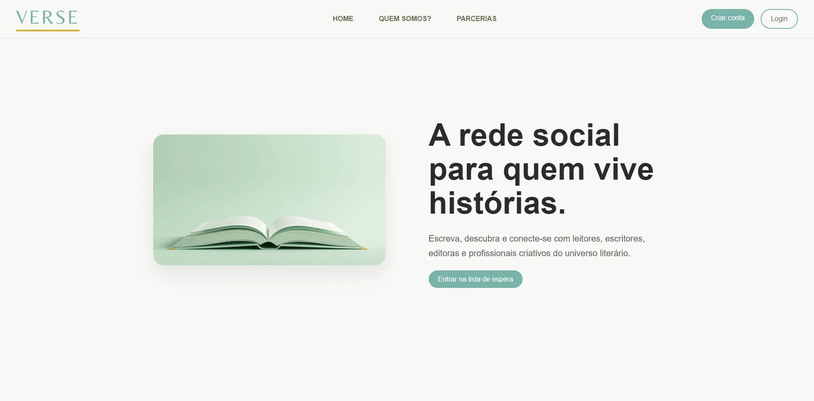 Página principal da plataforma literária Verse
